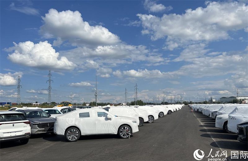 莫斯科別雷拉斯特物流中心內(nèi)的中國品牌汽車。人民網(wǎng)記者 申佳平攝