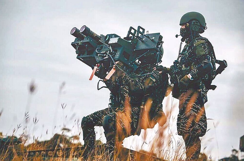臺(tái)海軍陸戰(zhàn)隊(duì)肩抗“毒刺”導(dǎo)彈發(fā)射器準(zhǔn)備射擊。圖片來源：臺(tái)灣“中時(shí)新聞網(wǎng)”。