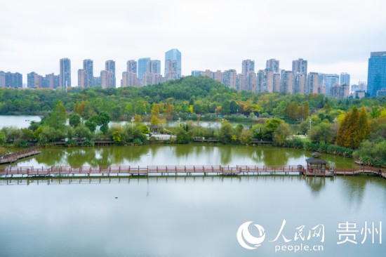 秋日時(shí)節(jié)，觀山湖公園景色美不勝收。人民網(wǎng) 陽茜攝
