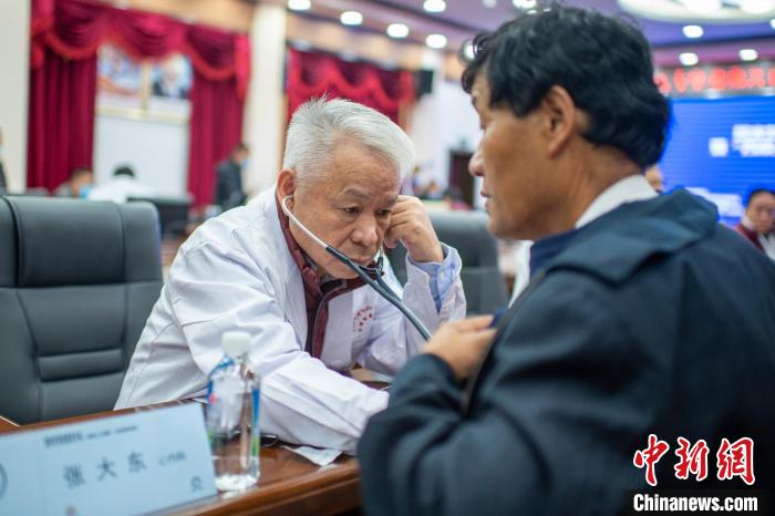 圖為專家團隊在日喀則市開展義診活動?！〉┰雠?攝