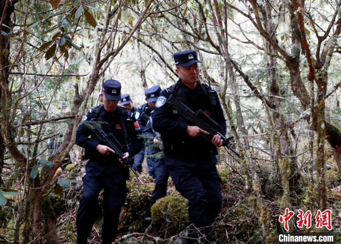 山南邊境管理支隊玉麥邊境派出所民警在邊境原始森林里開展邊境巡邏?！∴嶇?攝